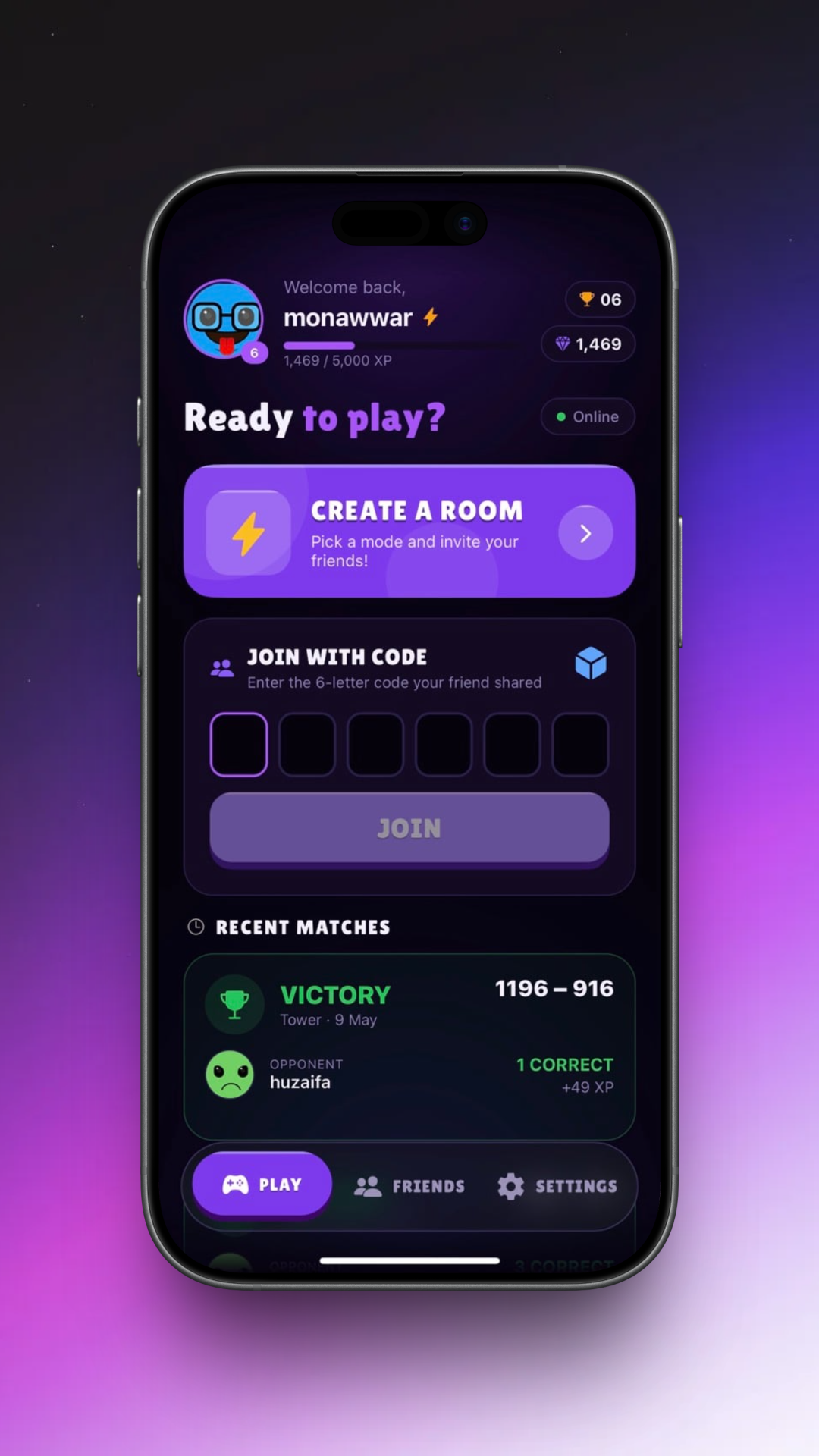 BrainRush Home Screen